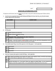 Document preview: Signature Authorization Letter - Nebraska