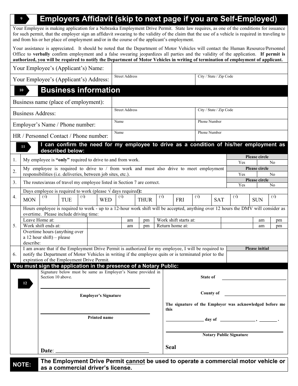 Application for Nebraska Employment Driving Permit - Point Revocation - Nebraska, Page 6