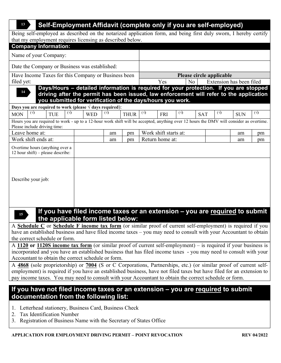 Application for Nebraska Employment Driving Permit - Point Revocation - Nebraska, Page 7