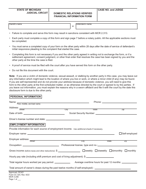 Form CC320  Printable Pdf
