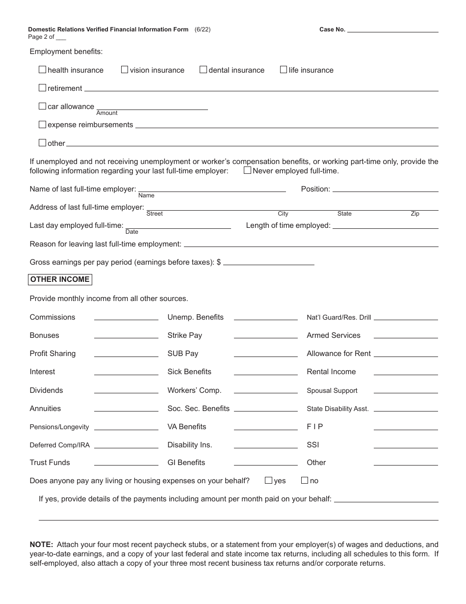 Form CC320 Download Fillable PDF or Fill Online Domestic Relations ...