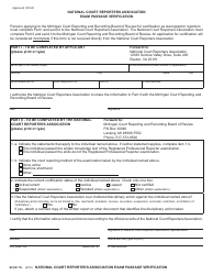 Document preview: Form SCAO11C National Court Reporters Association Exam Passage Verification - Michigan