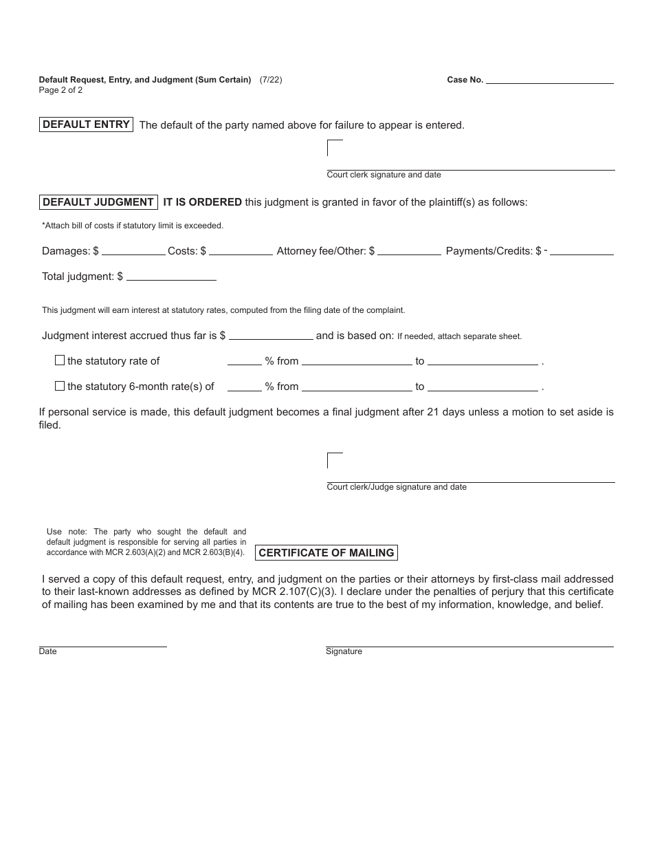 Form MC07A Download Fillable PDF or Fill Online Default Request, Entry ...