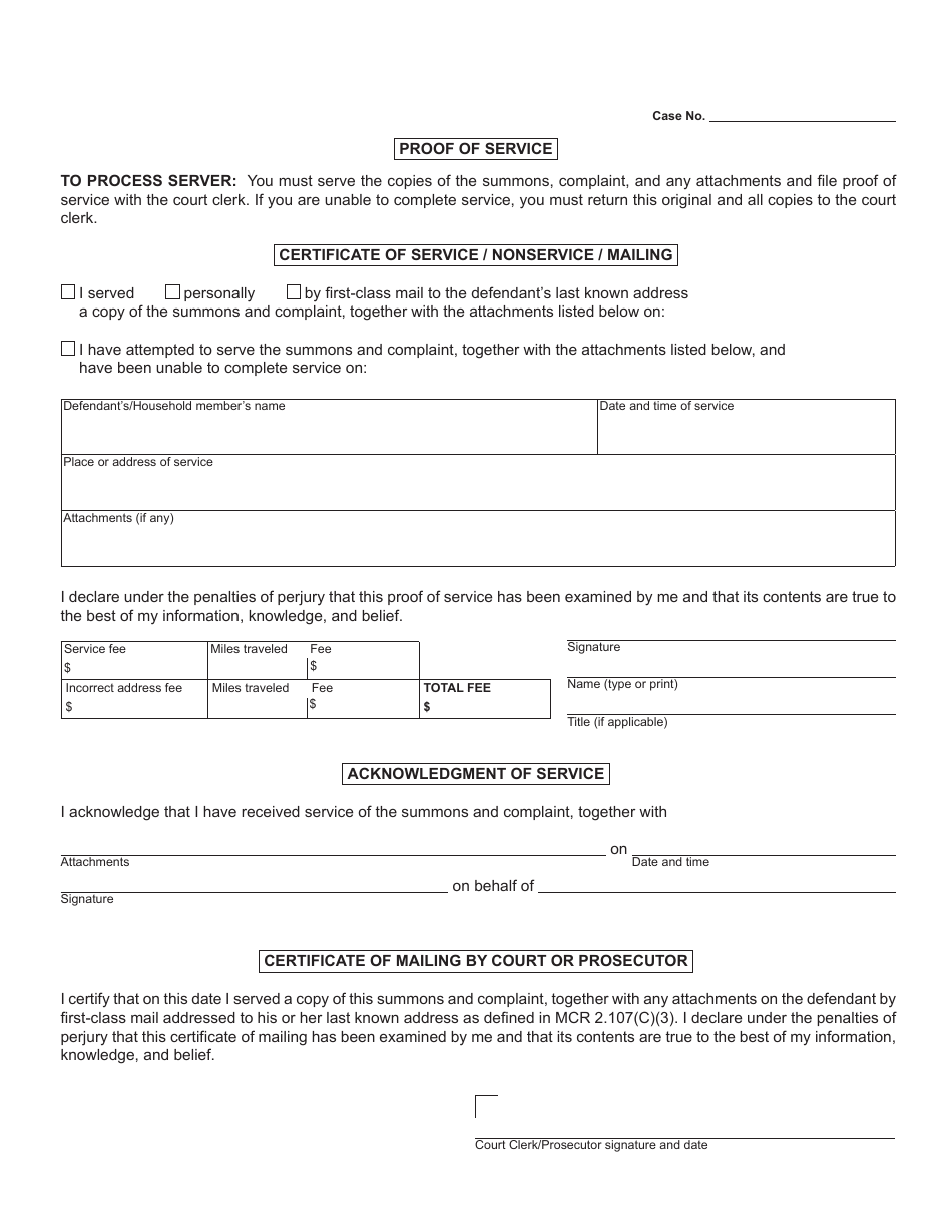 Form MC200S Felony Set - Summons - Michigan, Page 4