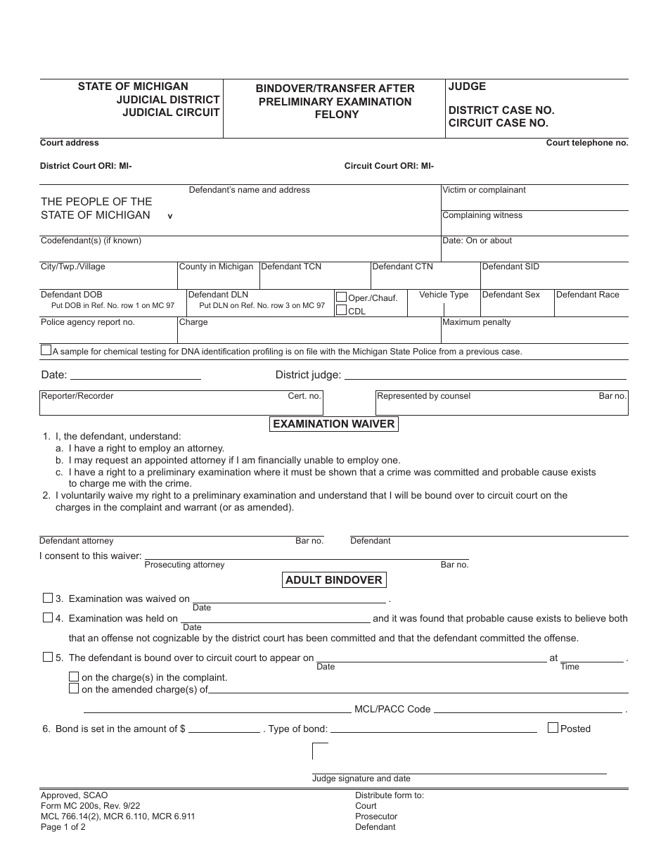 Form MC200S Felony Set - Summons - Michigan, Page 5