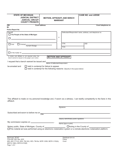 Form MC229  Printable Pdf