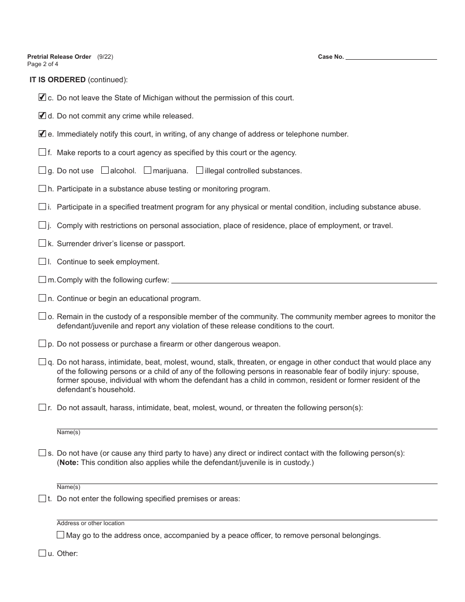 Form Mc240 Download Fillable Pdf Or Fill Online Pretrial Release Order 