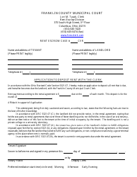 Document preview: Application to Deposit Rent With the Clerk - Franklin County, Ohio