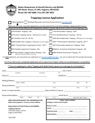Trapping License Application - Maine