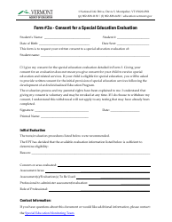 Form 3A Consent for a Special Education Evaluation - Vermont