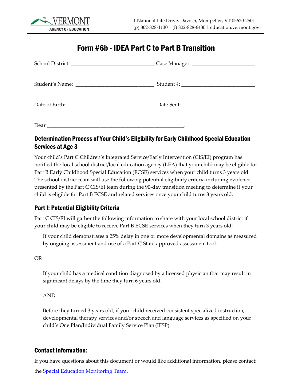 Form 6B Download Printable PDF Or Fill Online Idea Part C To Part B ...