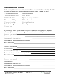 Form 2 Special Education Evaluation Plan and Report - Vermont, Page 3