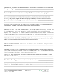 Form 2 Special Education Evaluation Plan and Report - Vermont, Page 4