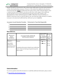 Form 2 Special Education Evaluation Plan and Report - Vermont, Page 6