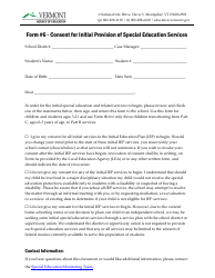 Document preview: Form 6 Consent for Initial Provision of Special Education Services - Vermont