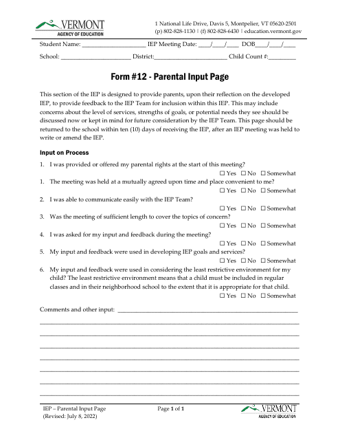 Form 12  Printable Pdf