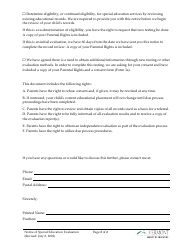 Form 3 Prior Written Notice for Special Education Evaluation - Vermont, Page 2