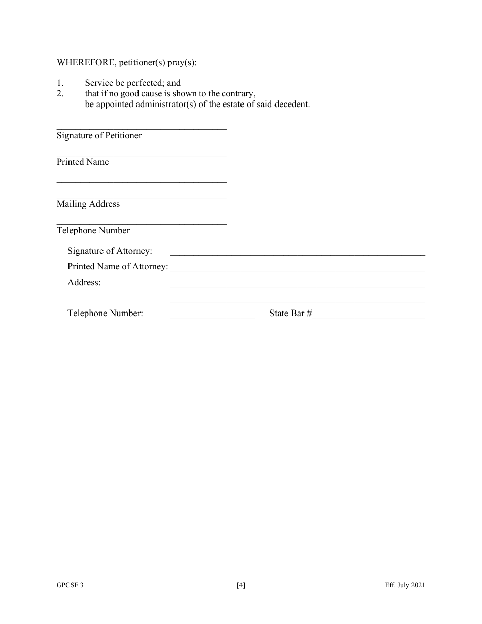 Form GPCSF3 Petition for Letters of Administration - Georgia (United States), Page 6
