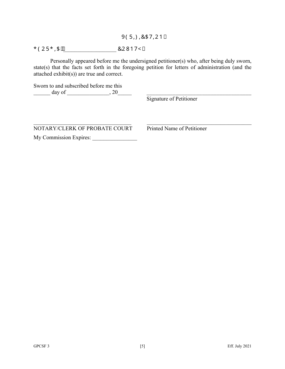 Form GPCSF3 Petition for Letters of Administration - Georgia (United States), Page 7