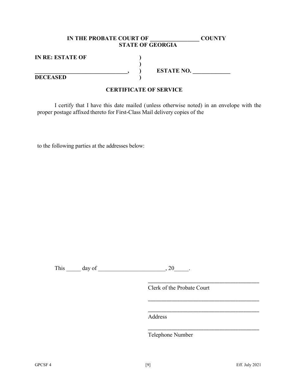 Form GPCSF4 Petition to Probate Will in Common Form - Georgia (United States), Page 11