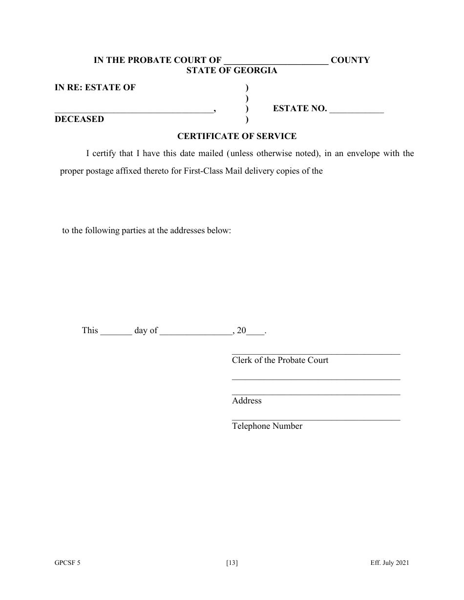 Form GPCSF5 Petition to Probate Will in Solemn Form - Georgia (United States), Page 15