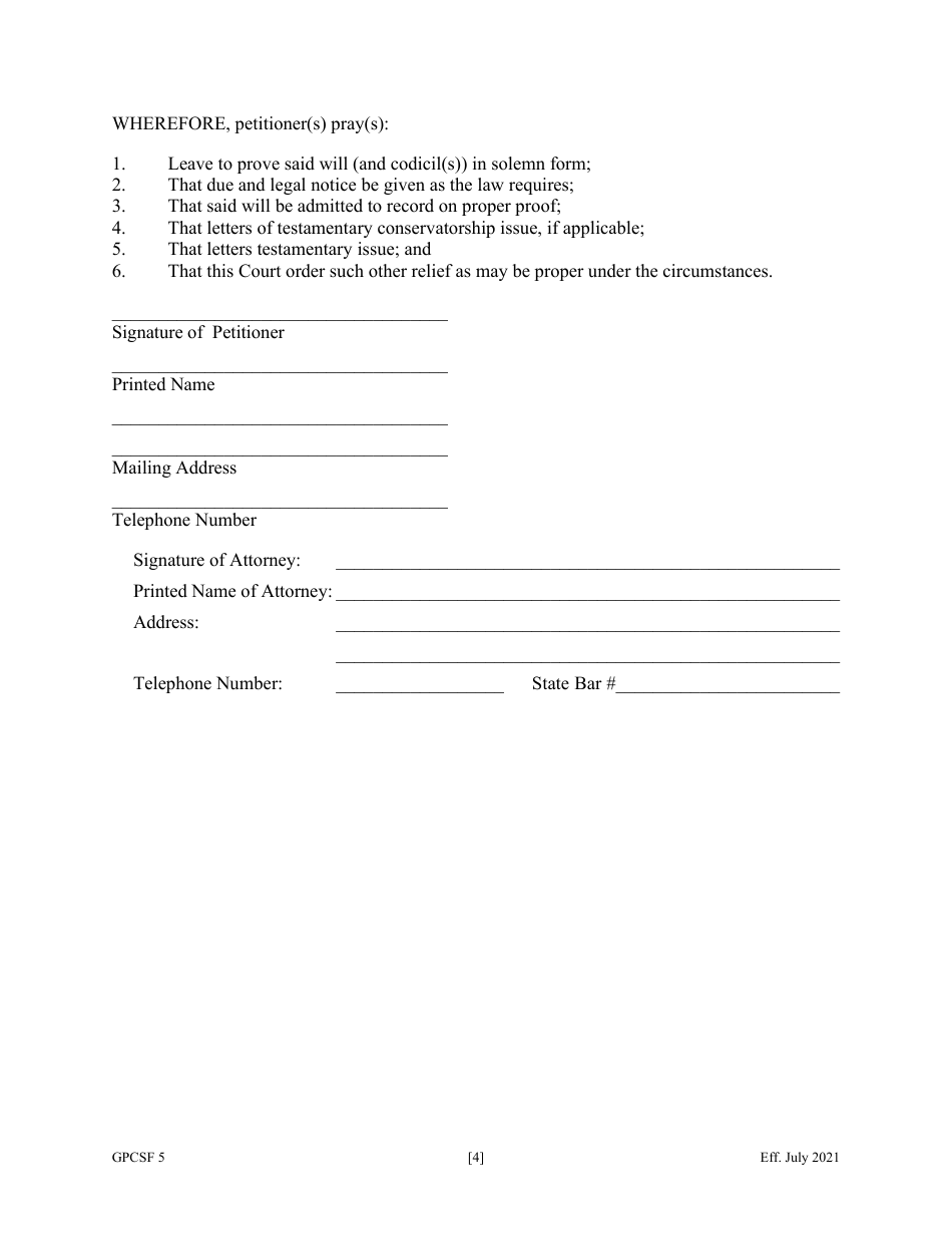 Form GPCSF5 Petition to Probate Will in Solemn Form - Georgia (United States), Page 6