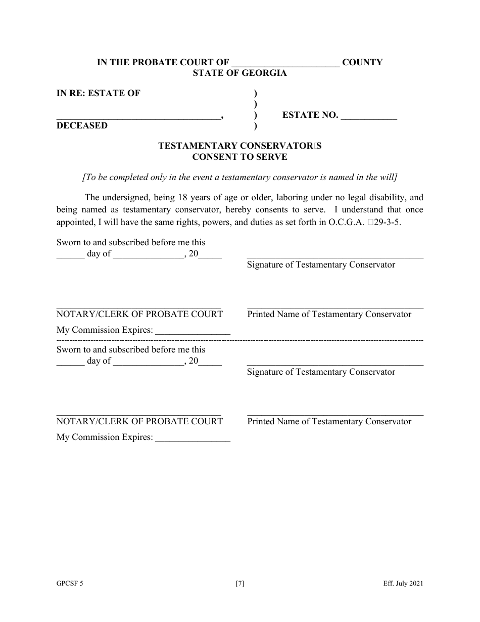 Form GPCSF5 Petition to Probate Will in Solemn Form - Georgia (United States), Page 9