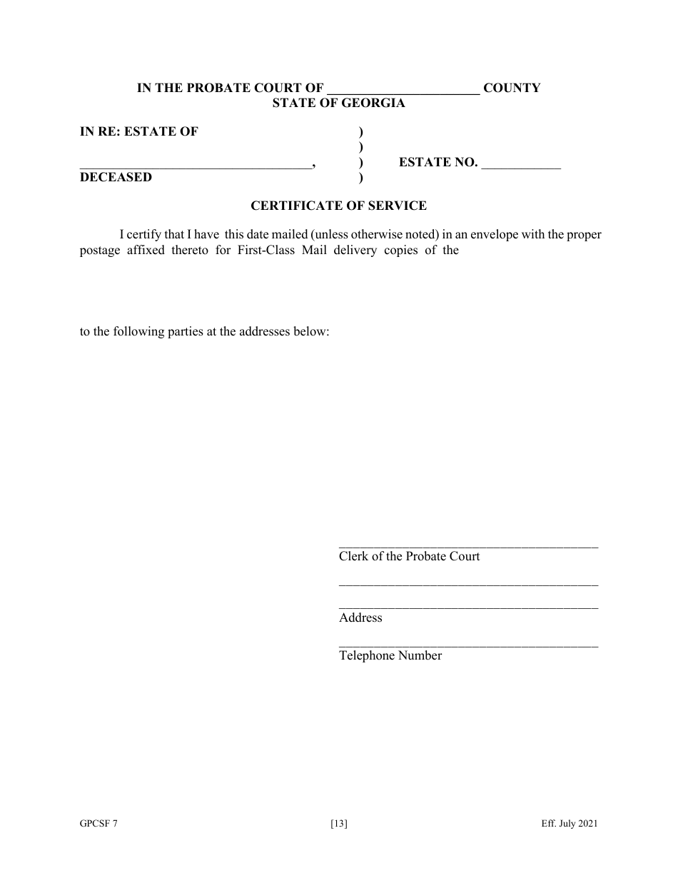 Form GPCSF7 Petition to Probate Will in Solemn Form and for Letters of Administration With Will Annexed - Georgia (United States), Page 16