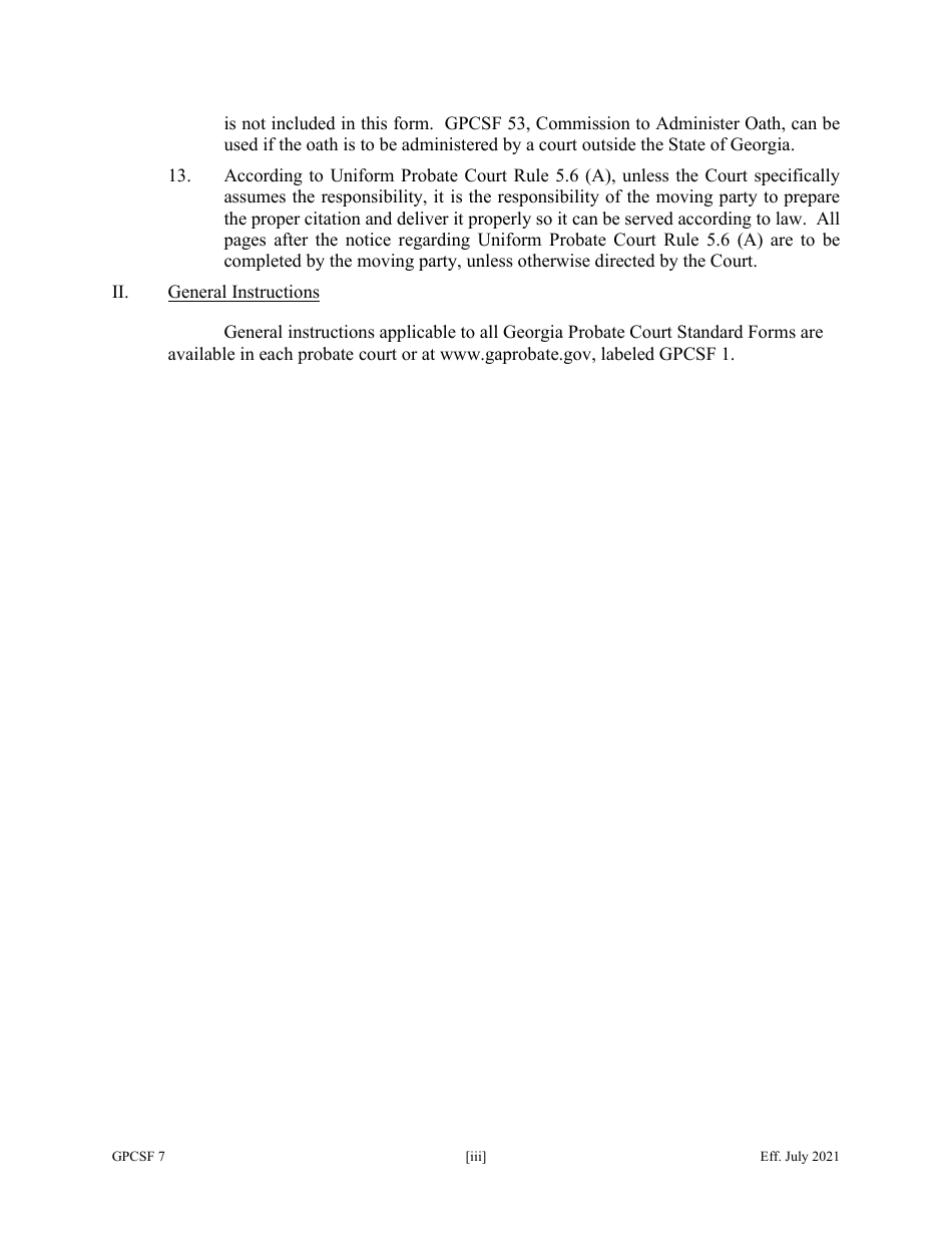 Form GPCSF7 Petition to Probate Will in Solemn Form and for Letters of Administration With Will Annexed - Georgia (United States), Page 3