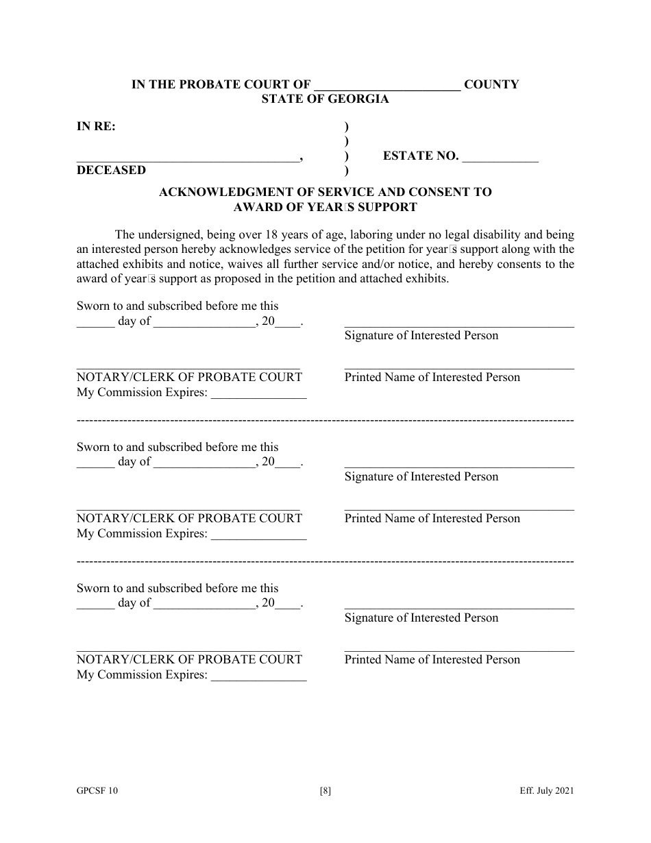 Form GPCSF10 Petition for Years Support - Georgia (United States), Page 10