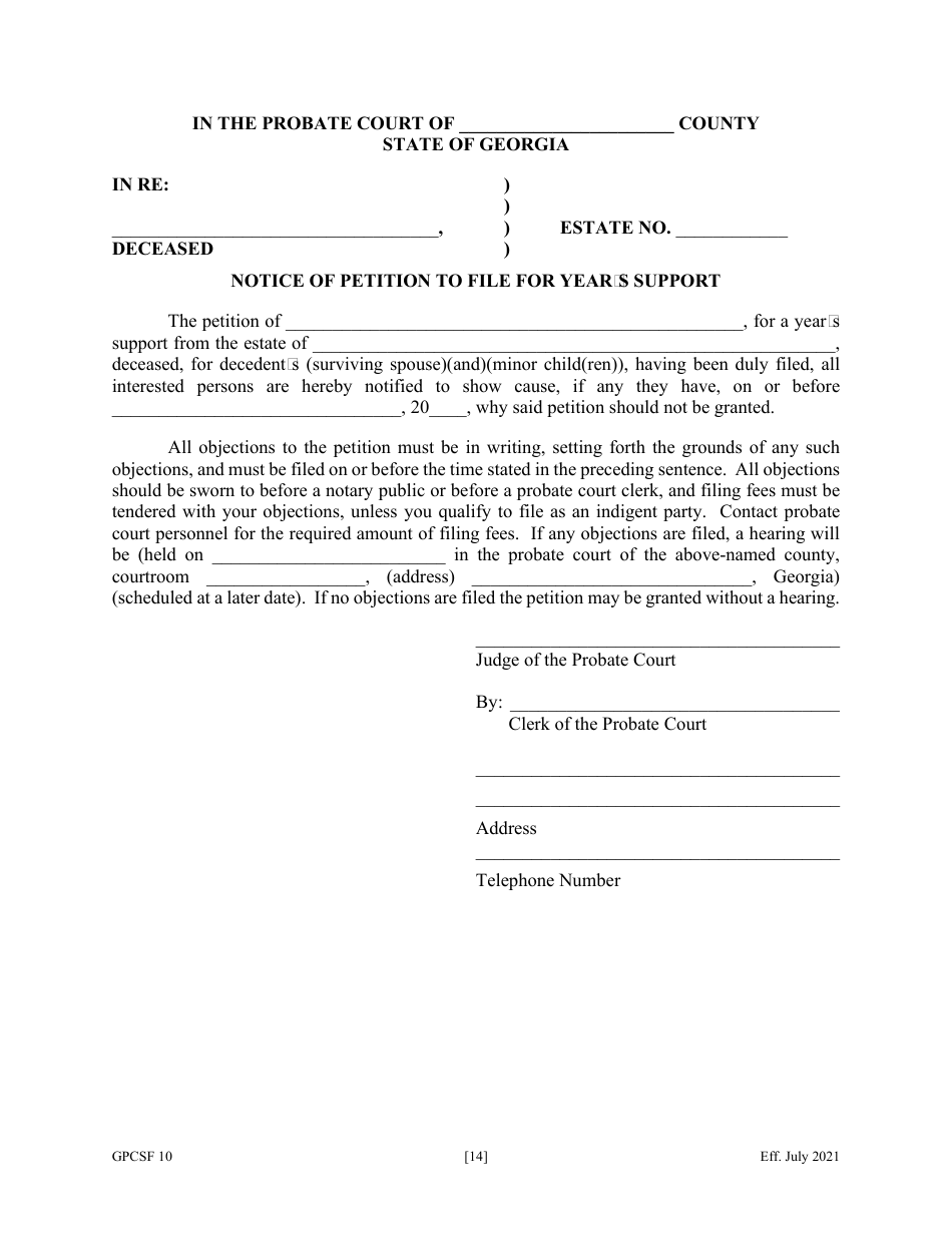 Form GPCSF10 Petition for Years Support - Georgia (United States), Page 16