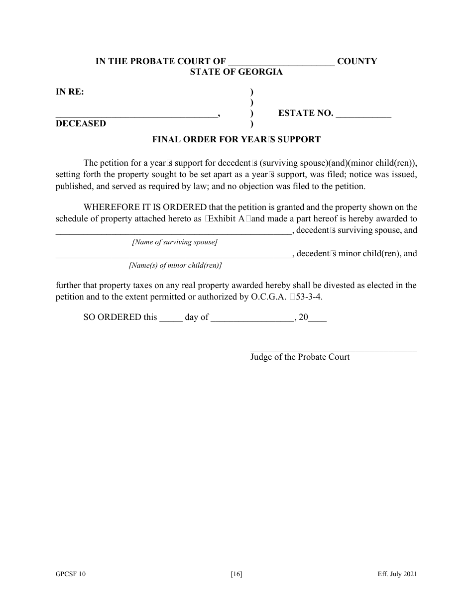 Form GPCSF10 Petition for Years Support - Georgia (United States), Page 18