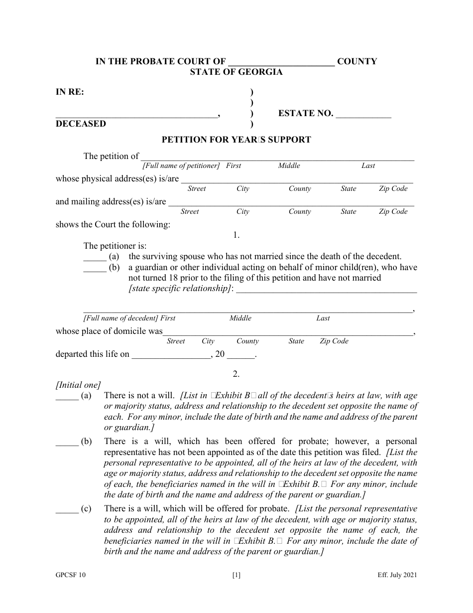 Form GPCSF10 Petition for Years Support - Georgia (United States), Page 3