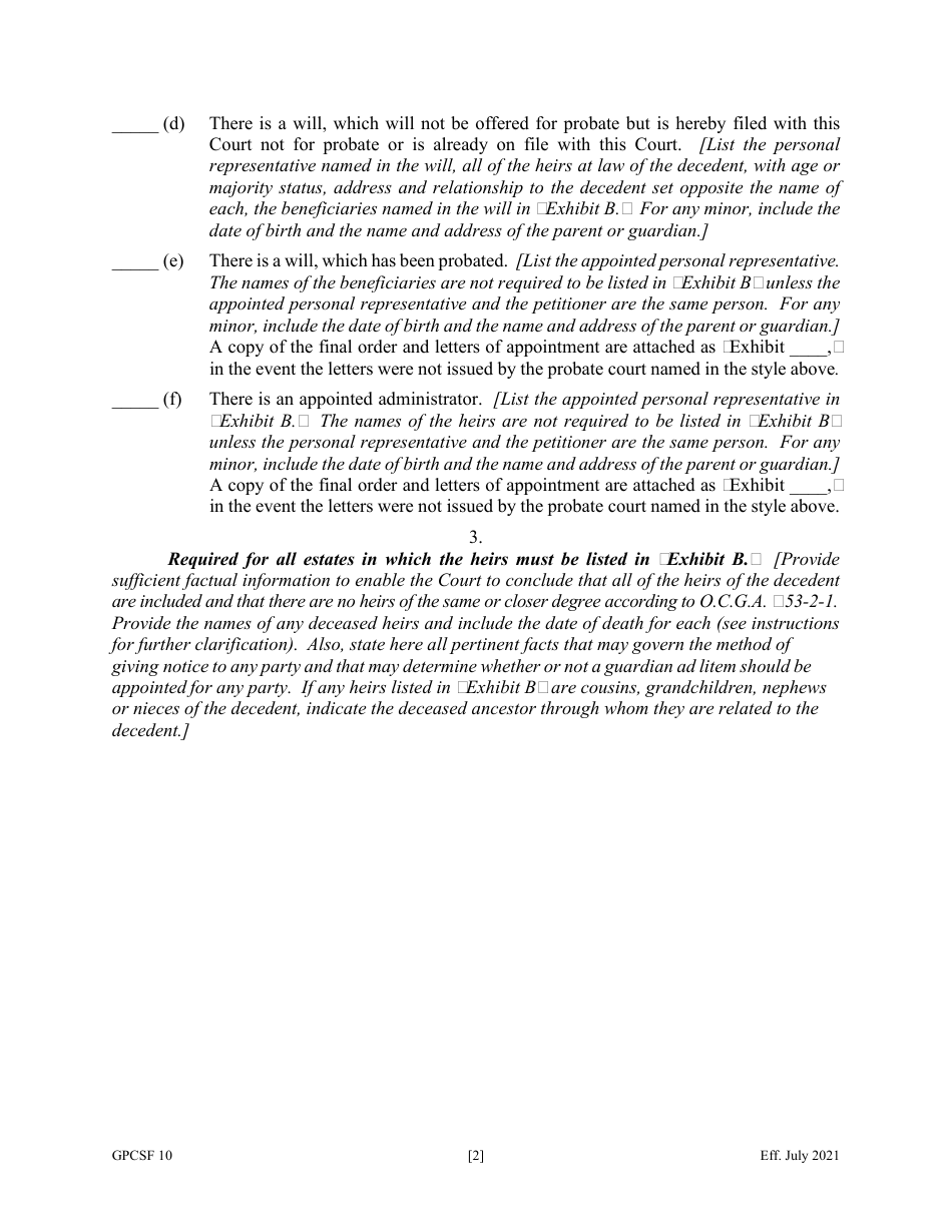Form GPCSF10 Petition for Years Support - Georgia (United States), Page 4