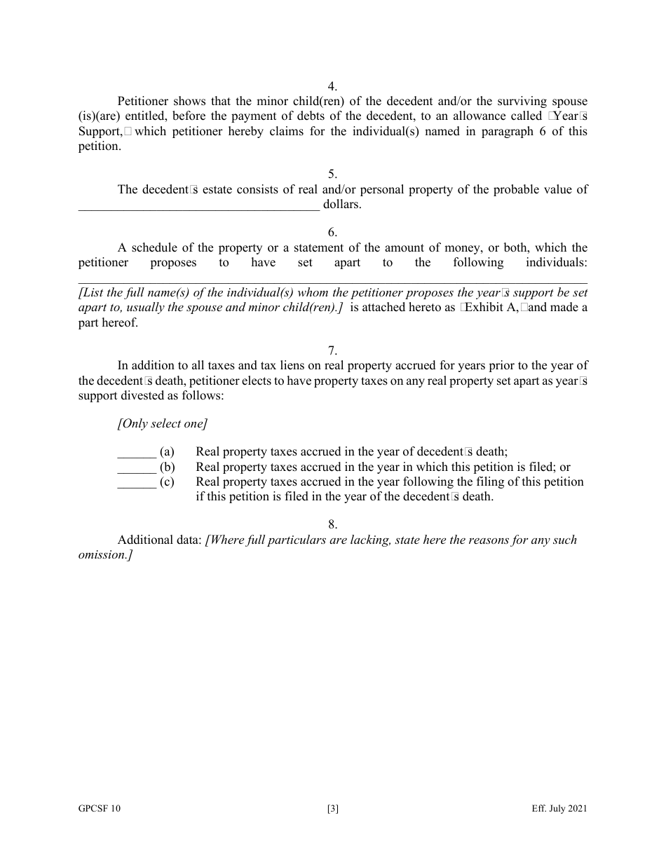 Form GPCSF10 Petition for Years Support - Georgia (United States), Page 5