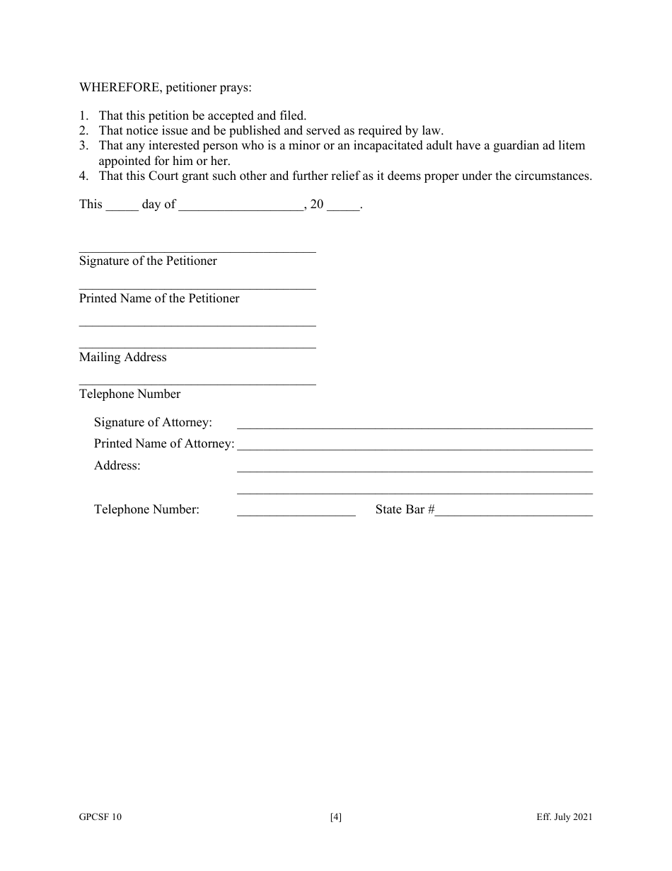 Form GPCSF10 Petition for Years Support - Georgia (United States), Page 6