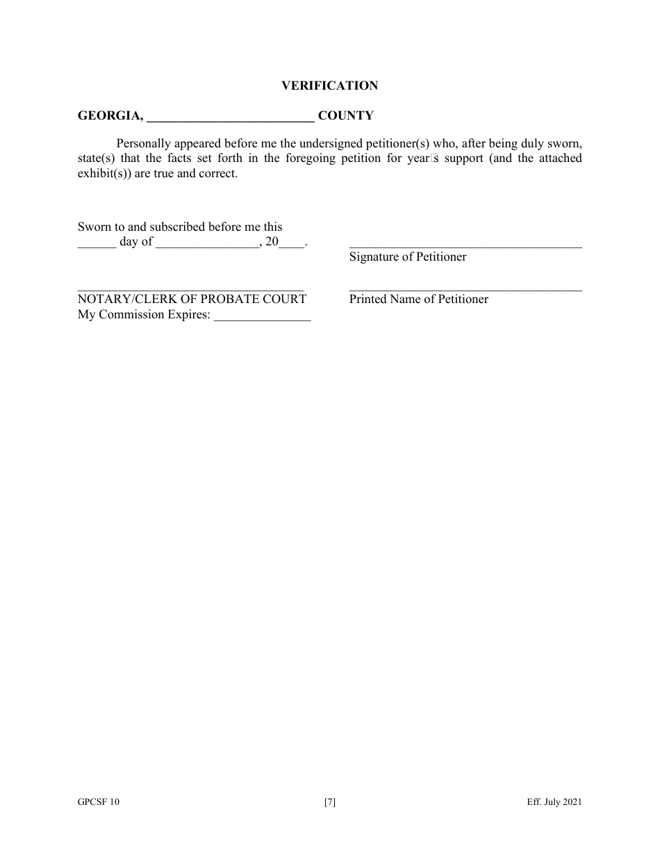 Form GPCSF10 Petition for Years Support - Georgia (United States), Page 9