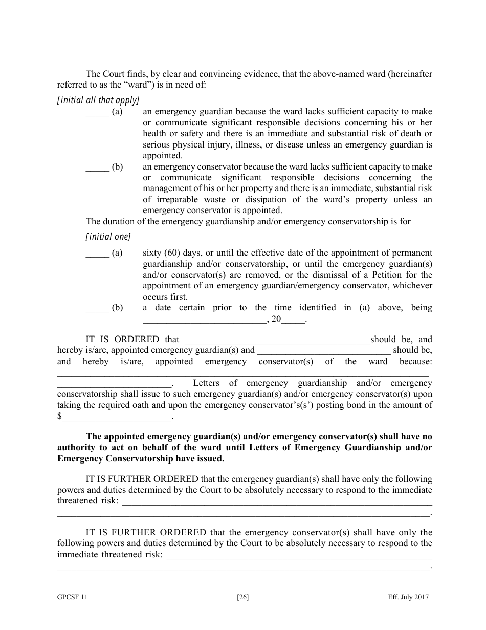 Form GPCSF11 - Fill Out, Sign Online and Download Fillable PDF, Georgia ...