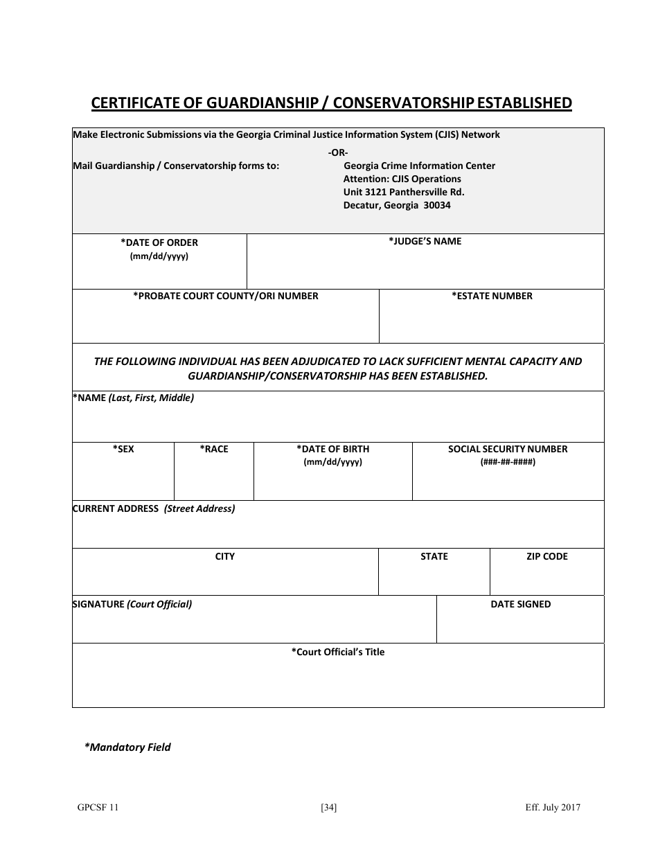 Form GPCSF11 Petition for Appointment of an Emergency Guardian and / or Emergency Conservator for a Proposed Ward - Georgia (United States), Page 36