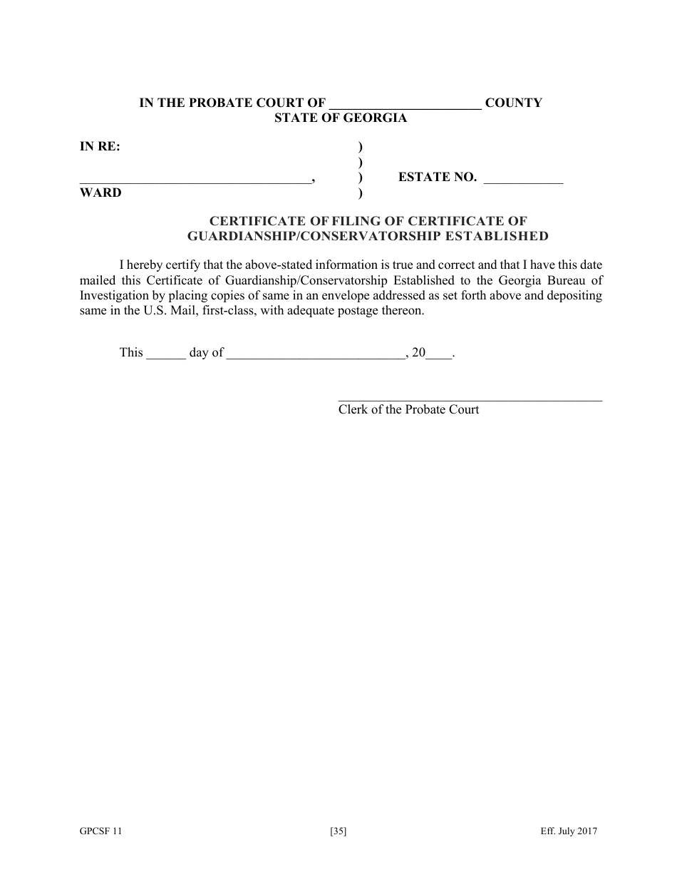 Form GPCSF11 Petition for Appointment of an Emergency Guardian and / or Emergency Conservator for a Proposed Ward - Georgia (United States), Page 37