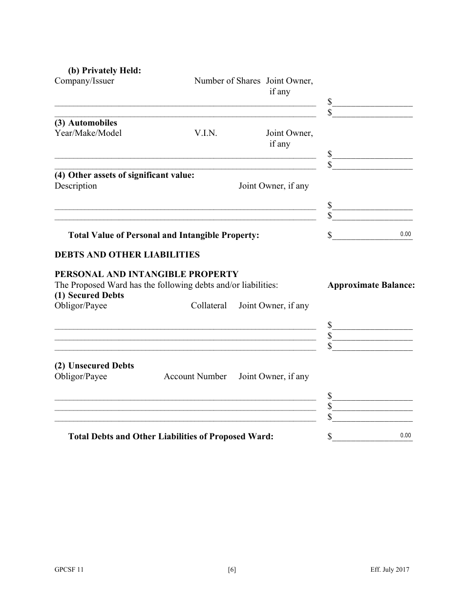 Form GPCSF11 Petition for Appointment of an Emergency Guardian and / or Emergency Conservator for a Proposed Ward - Georgia (United States), Page 8