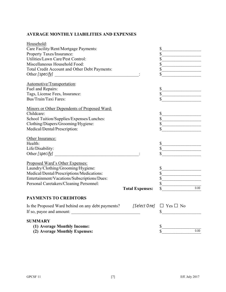 Form GPCSF11 Petition for Appointment of an Emergency Guardian and / or Emergency Conservator for a Proposed Ward - Georgia (United States), Page 9