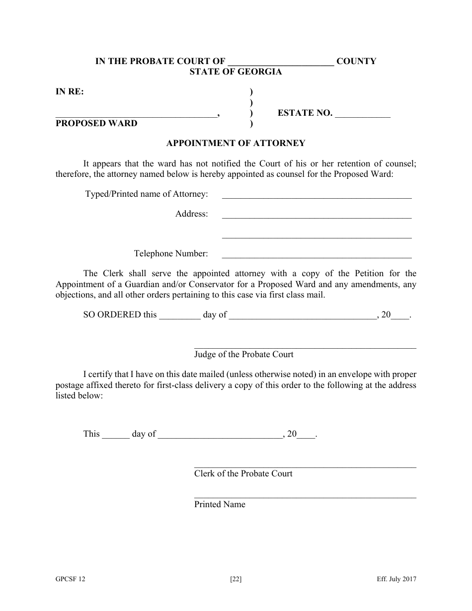 Form GPCSF12 Petition for Appointment of a Guardian and / or Conservator for a Proposed Ward - Georgia (United States), Page 24
