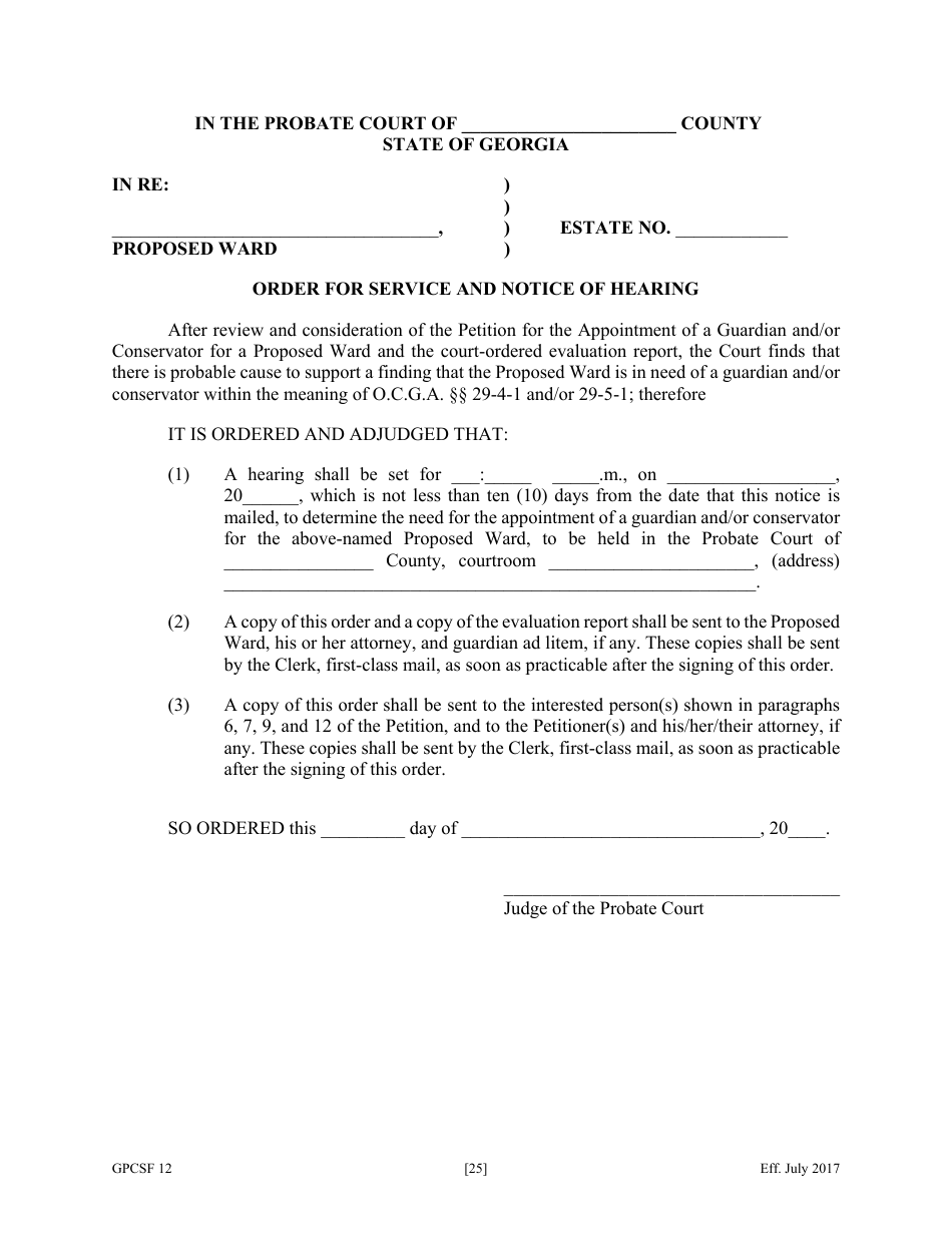 Form GPCSF12 Petition for Appointment of a Guardian and / or Conservator for a Proposed Ward - Georgia (United States), Page 27
