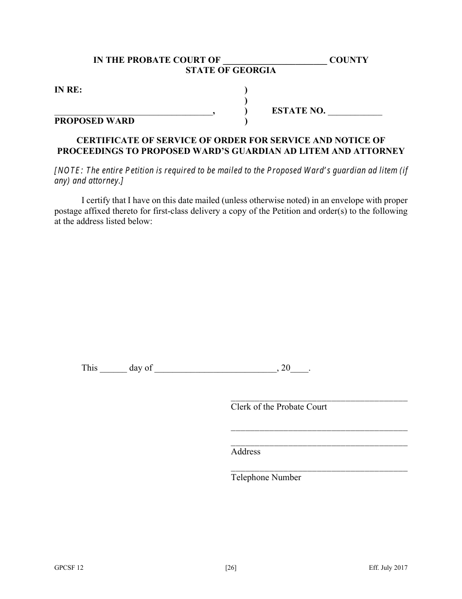 Form GPCSF12 Petition for Appointment of a Guardian and / or Conservator for a Proposed Ward - Georgia (United States), Page 28