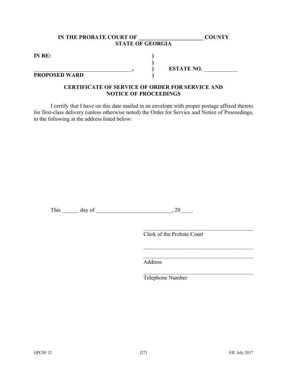 Form GPCSF12 Petition for Appointment of a Guardian and / or Conservator for a Proposed Ward - Georgia (United States), Page 29
