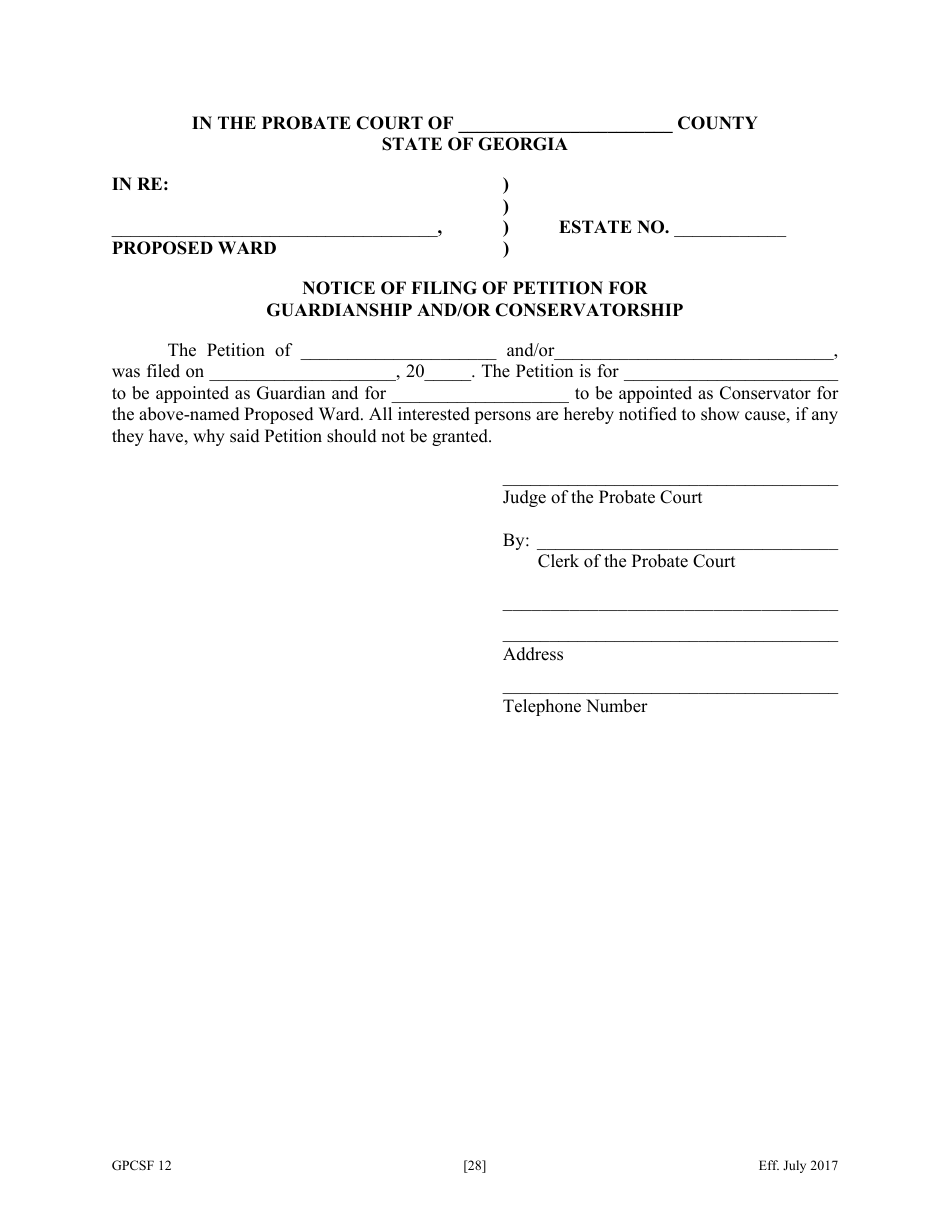 Form GPCSF12 Petition for Appointment of a Guardian and / or Conservator for a Proposed Ward - Georgia (United States), Page 30