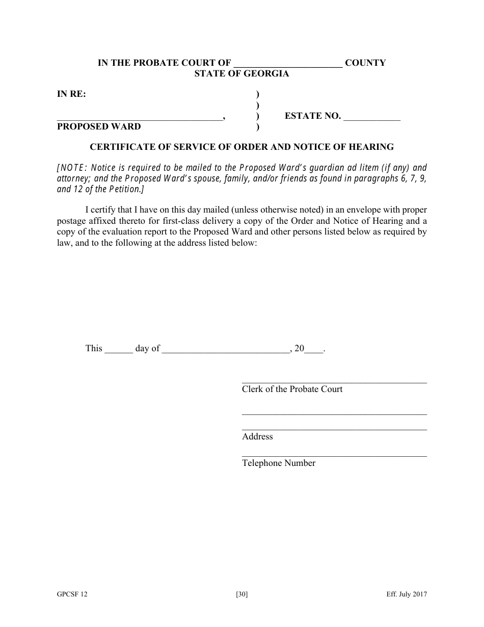 Form GPCSF12 Petition for Appointment of a Guardian and / or Conservator for a Proposed Ward - Georgia (United States), Page 32