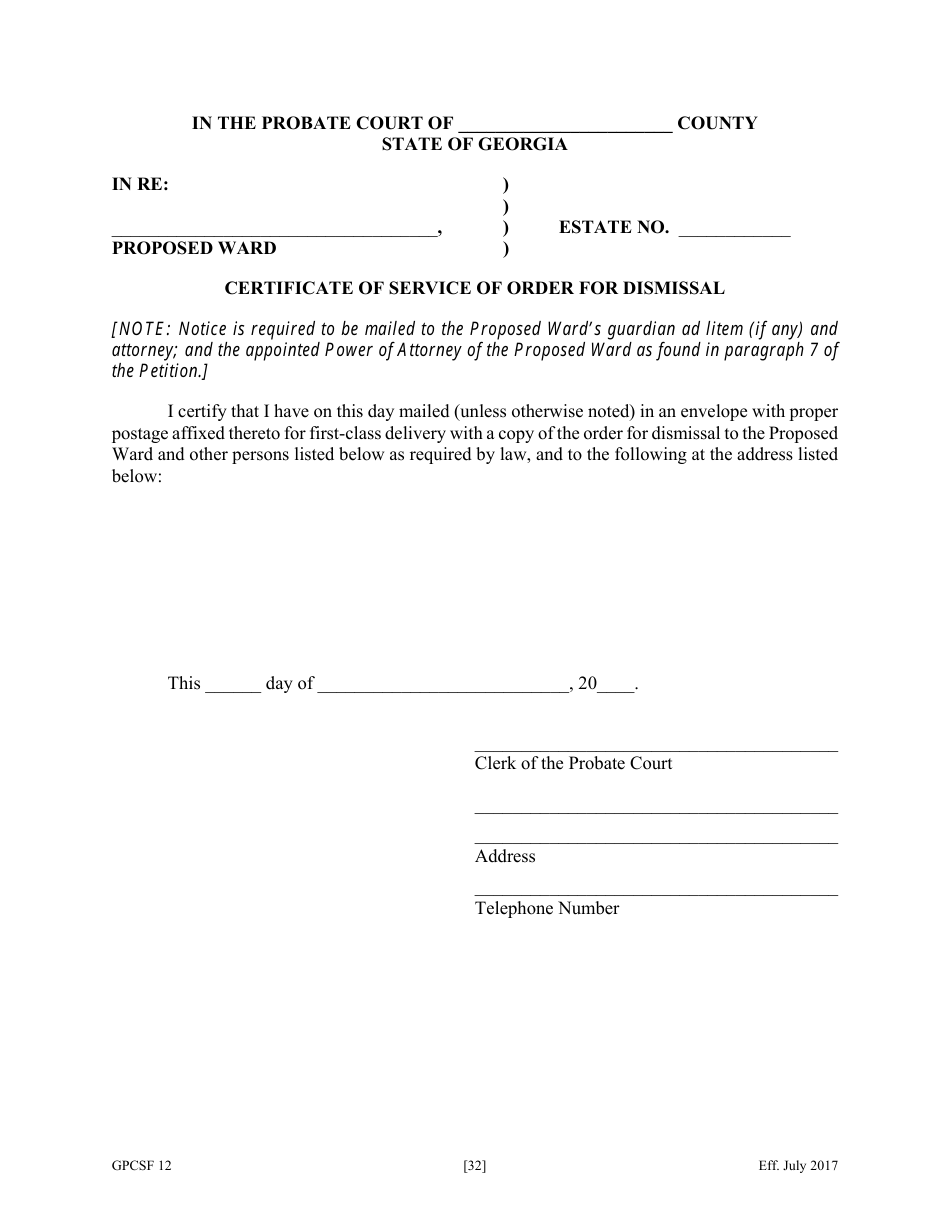 Form GPCSF12 Petition for Appointment of a Guardian and / or Conservator for a Proposed Ward - Georgia (United States), Page 34