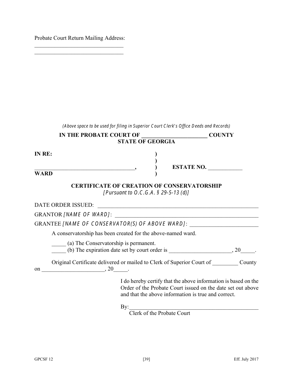 Form GPCSF12 Download Fillable PDF or Fill Online Petition for ...